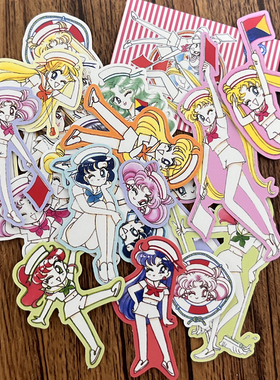 满38包邮/美少女战士Q版水手制服图案防水贴纸手账相册装饰贴纸
