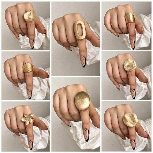 ALLYES Irregular Chunky Gold Silver Color Rings for Women Me