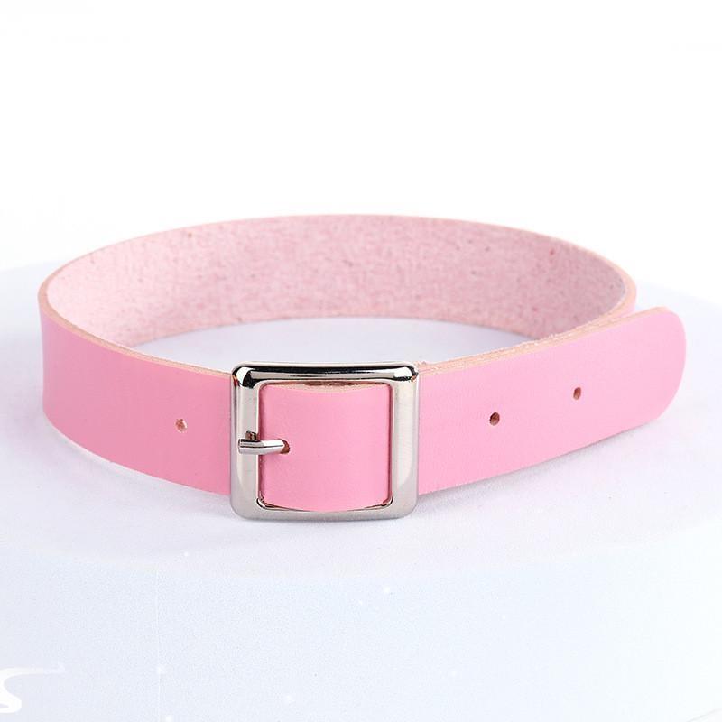 1 PC Women Girls Punk Choker Chain Goth Leather Necklace Fas