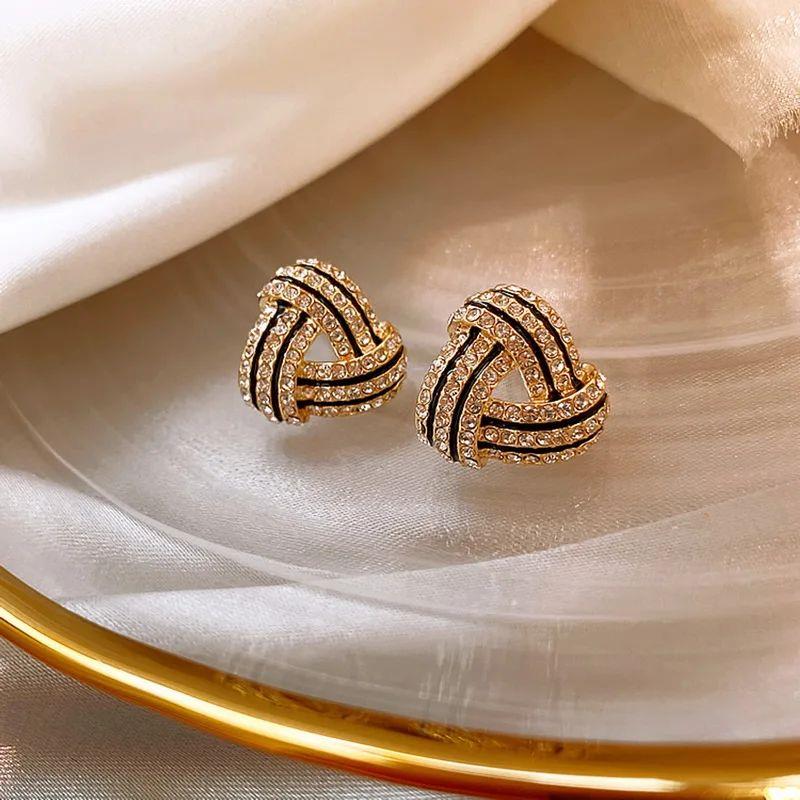 Exquisite Zircon Small Triangle Ear Studs for Women Geometri