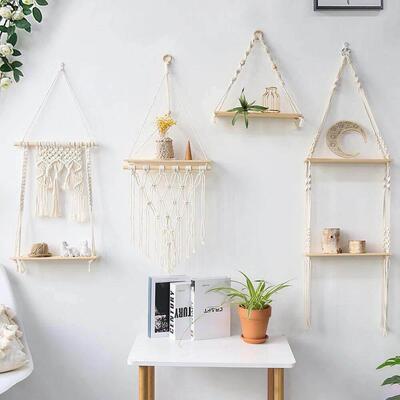 Macrame Wall Hanging Shelf Floating Wall Shelf Boho Home Dec