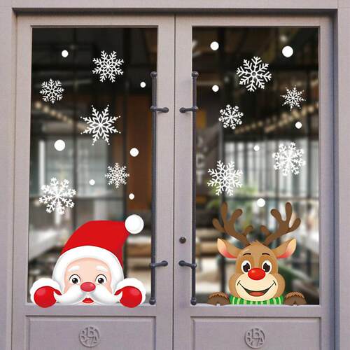 Christmas window cut sticker Santa elk glass window sticker