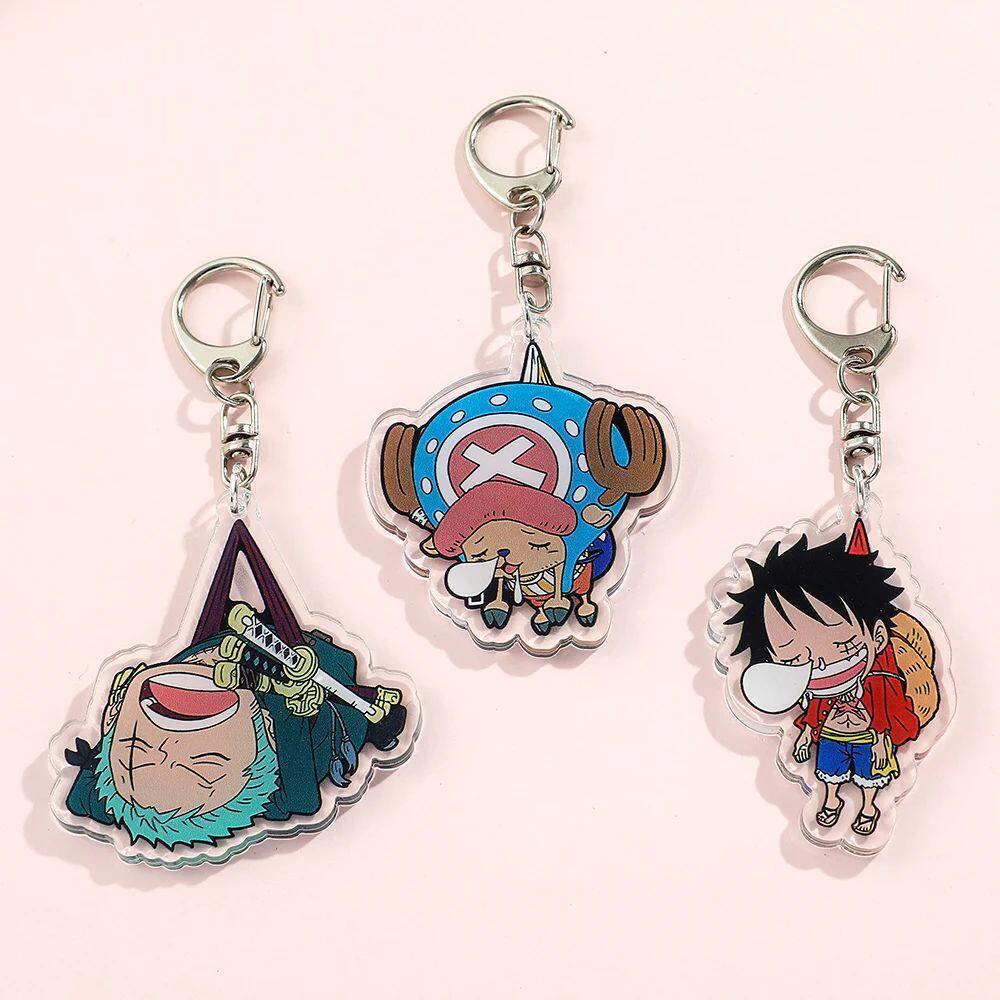 Anime ONE PIECE Keychain Cartoon Figure Monkey D Luffy Roron - 实物图