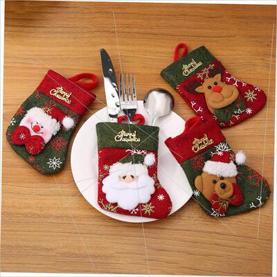 Christmas decorations cutlery set cutlery set gift bag圣诞袜