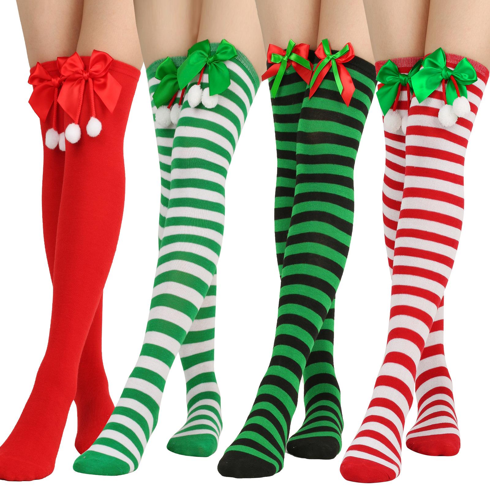Christmas sock Christmas cosplay stockings bowknot stripe