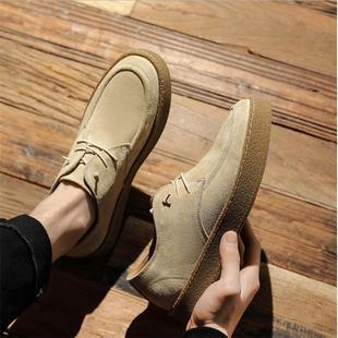 Suede Shoes Casual Men 男反绒厚底低帮鞋 Leather Sneakers Cow