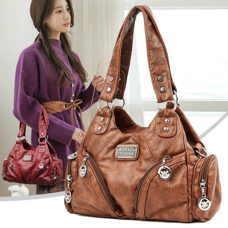Retro Soft Leather Locomotive Bag New Trend Diagonal Stradd