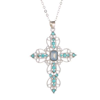 Cross necklace with diamond necklace and collarbone chain