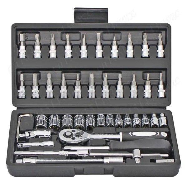 46pcs Drive Socket Set 1/4 inch Ratchet Wrench Set with