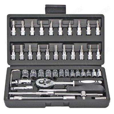 46pcs Drive Socket Set 1/4 inch Ratchet Wrench Set with