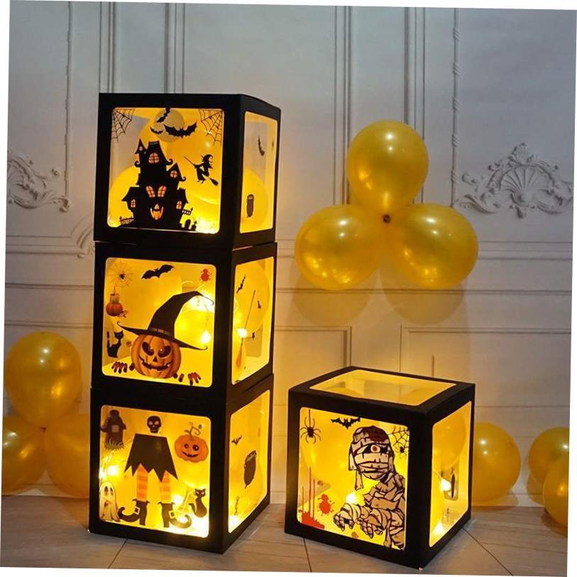 Halloween鬼节装饰贴纸恐怖派对气氛布置南瓜灯万圣节新品气球盒
