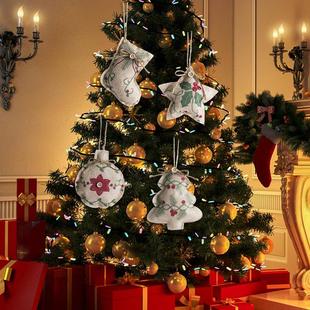 pendant linen printed five star Christmas pointed tree