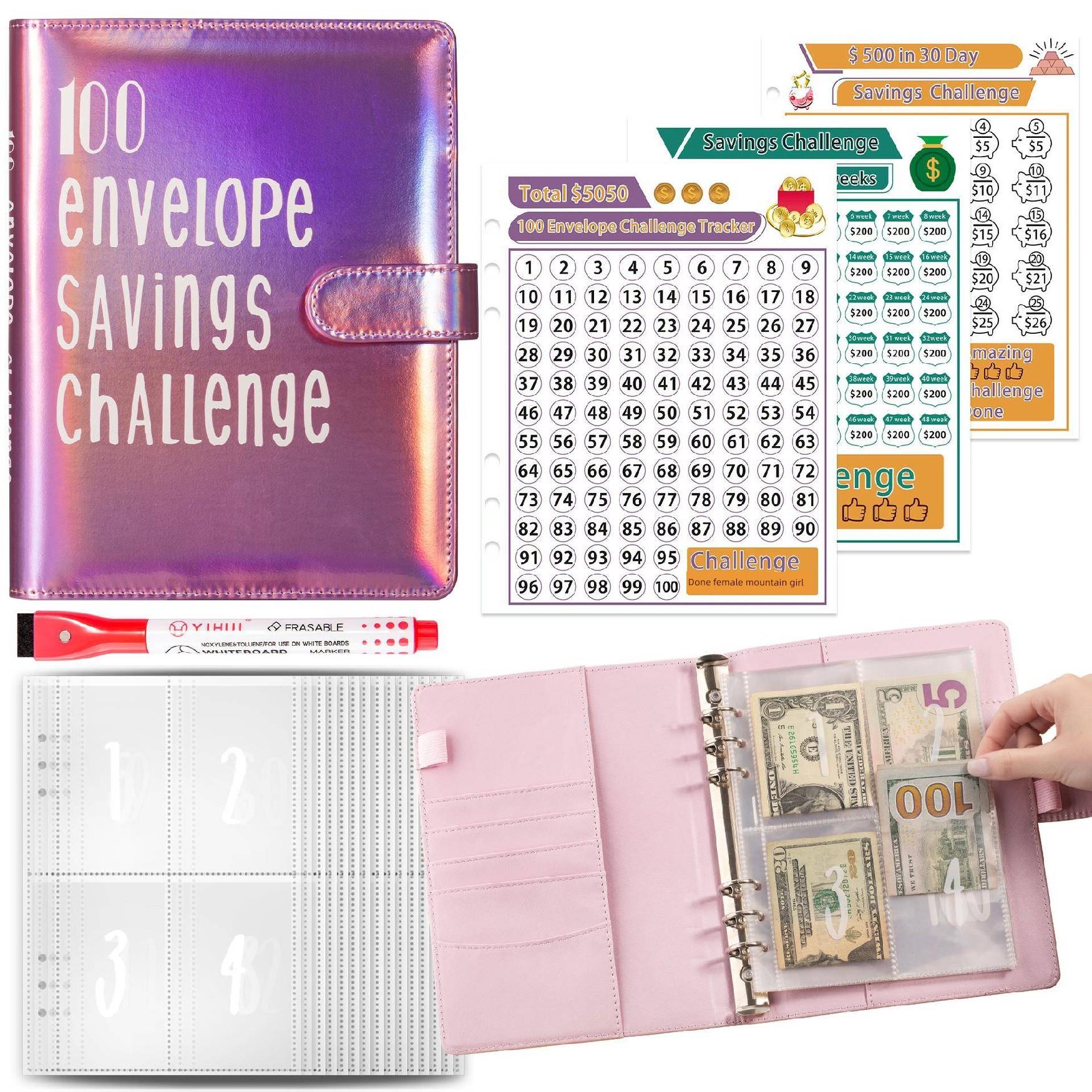 100days money Challenge Envelope Budget Cash Savings book