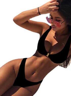 three solid gold bikini swimsuit color Sexy lock two-piece