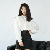 PATAVINITY法式 上衣 感高级内搭叠穿宽松气质长袖 飘带衬衫 女春季