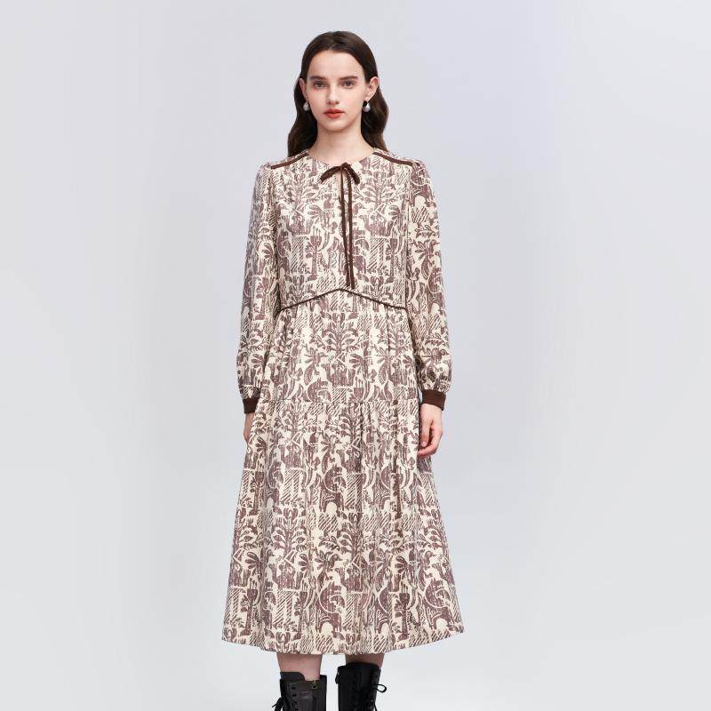 Patavinity复古印花连衣裙