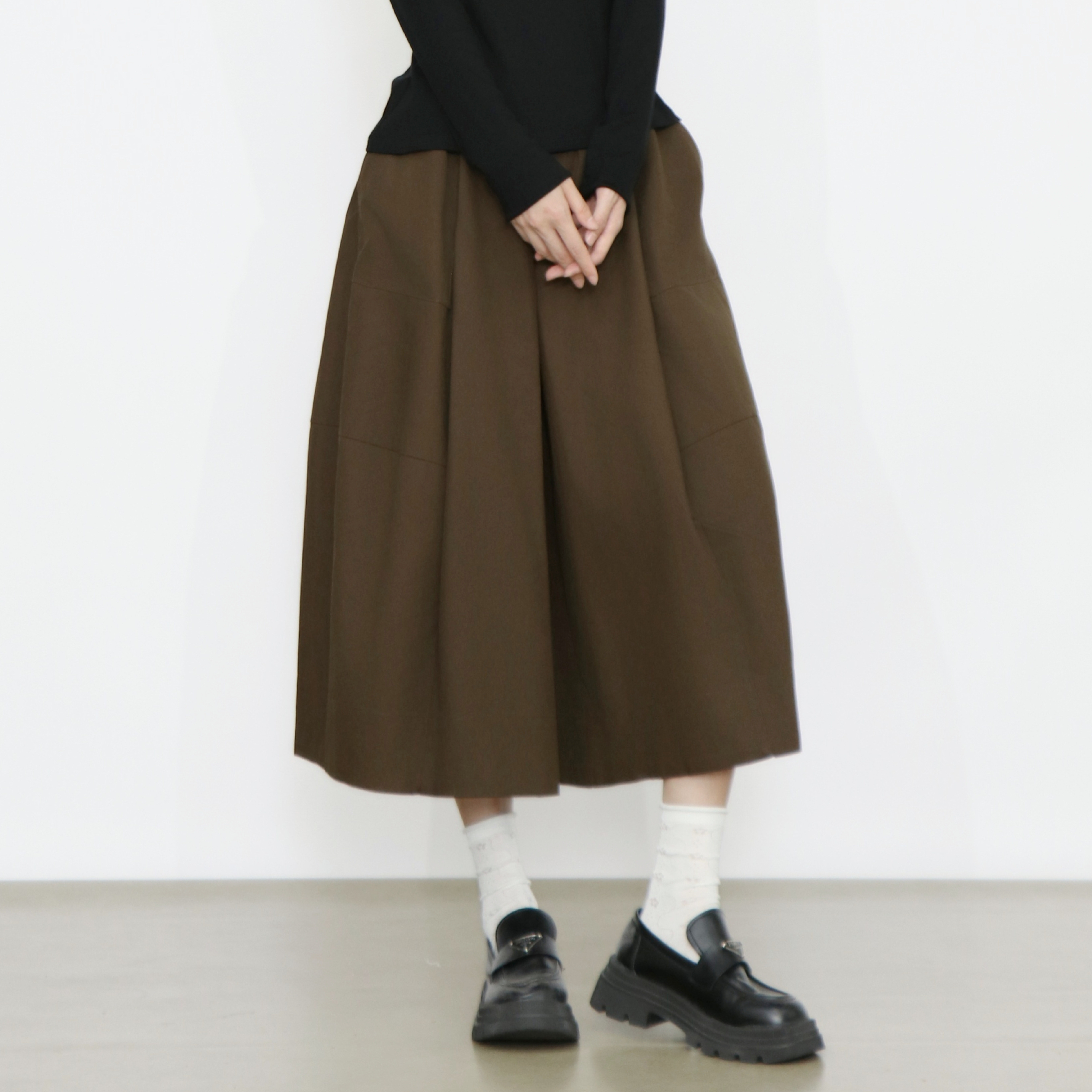 PATAVINITY松紧腰松弛感半身裤裙女秋季宽松百搭阔腿裤通勤工装裤