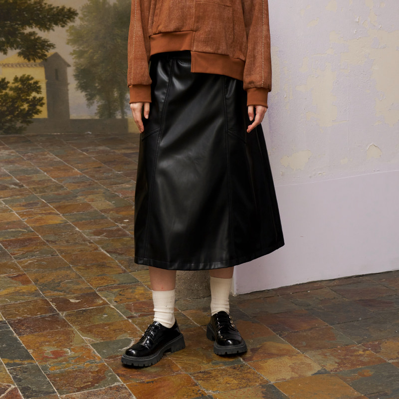 PATAVINITY通勤A型腰带装饰半裙