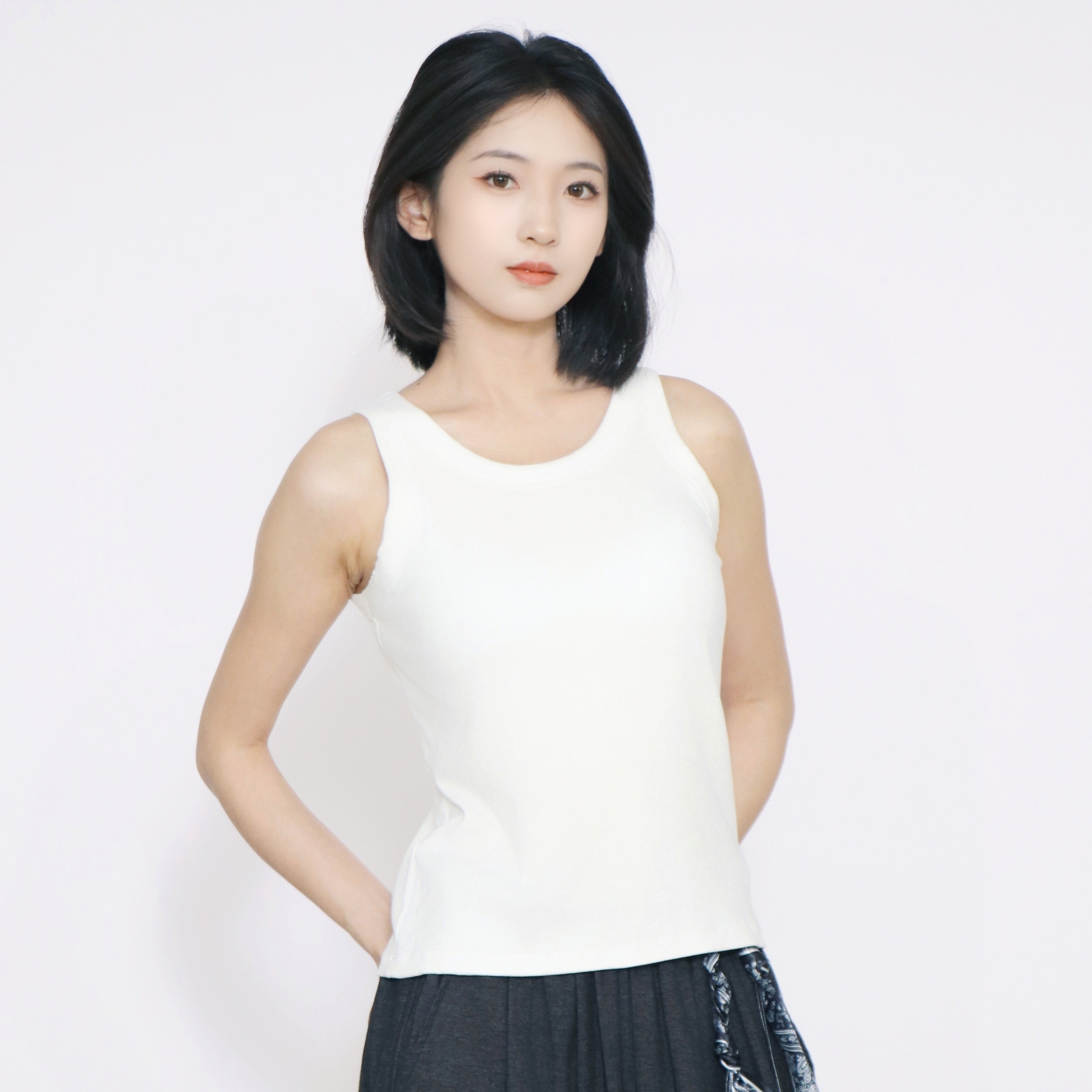 PATAVINITY美背U领弹力内搭打底女无袖背心抑菌吊带带胸垫可外穿