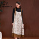 PATAVINITY通勤百搭高级感印花缎吊带裙女春秋法式 复古无袖 连衣裙