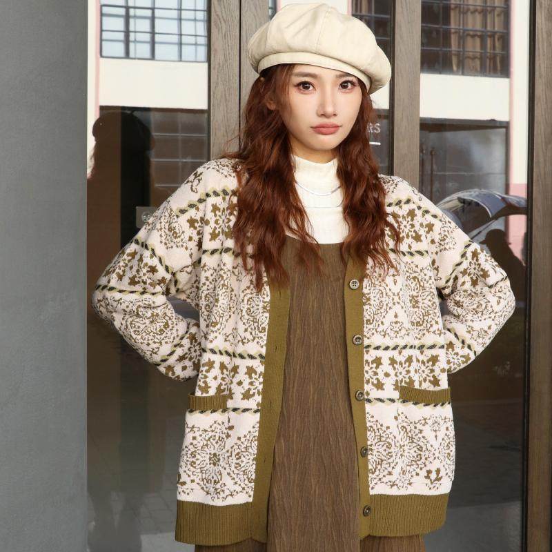 Patavinity复古提花链条针织开衫