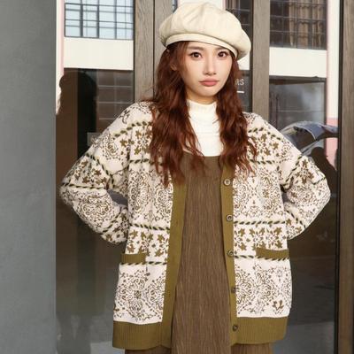 Patavinity复古提花链条针织开衫