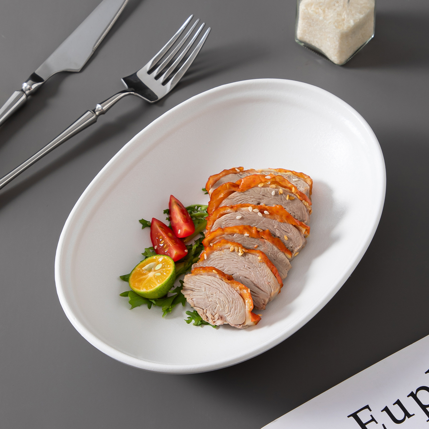 高级感餐厅酒店餐具深盘子椭圆盘