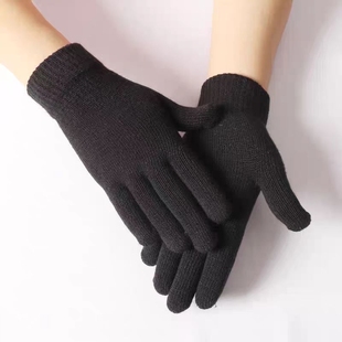 黑色成人针织手套1双
