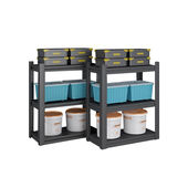 鲁峰Lufeng仓储货架置物架多层落地货物铁架三层高80cm长70cm宽40