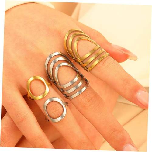 golden Silver Fashion Oval Ring open everyday rings金色戒指