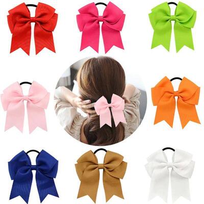 Grosgrain Ribbon Bow Women tail Holder Elastic Hair Bands Ru
