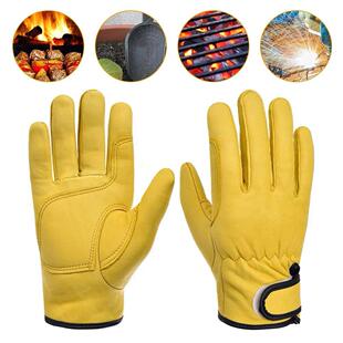 Men Work Gloves Soft Cowhide Driver Hunting Driving Farm Gar
