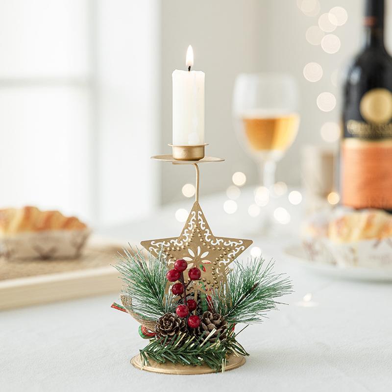 New Christmas gold iron candlestick tabletop decorations