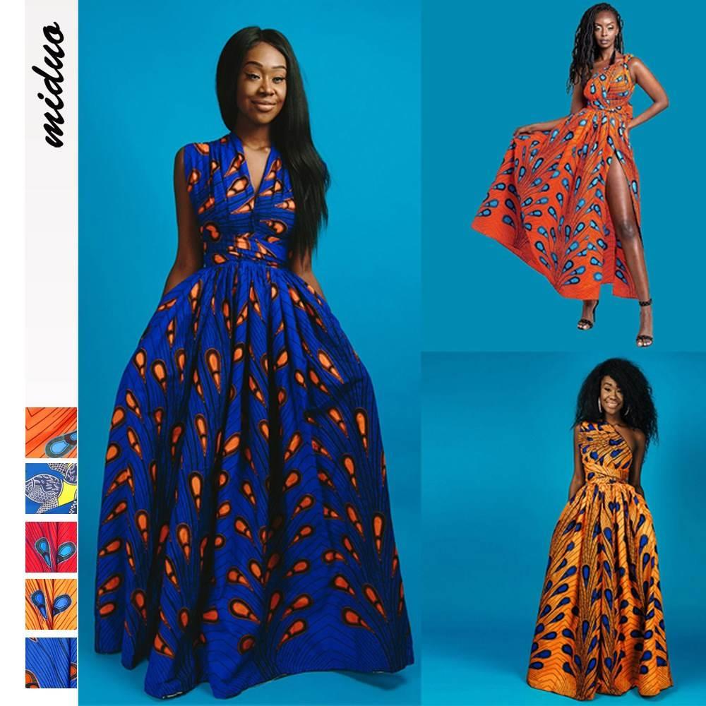 African national dress with tight high waist非洲民族风洋装