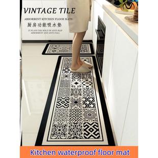 Kitchen waterproof floor mat wipes leave-in carpet 厨房地垫