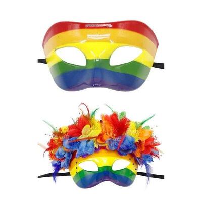 Rainbow Half Face Masquerade Mask, Mardi Gras, Halloween