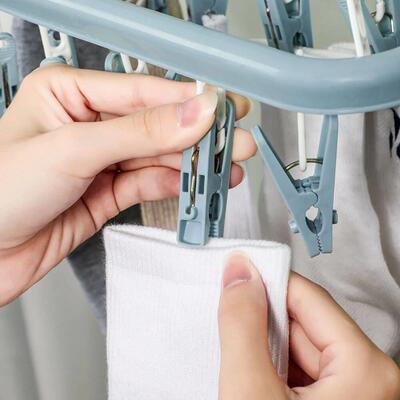 32 Clips Folding Clothes Dryer Hanger Windproof Socks Underw
