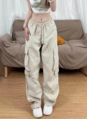 Cargo Pants Women Vintage Casual Drawstring Baggy Trousers
