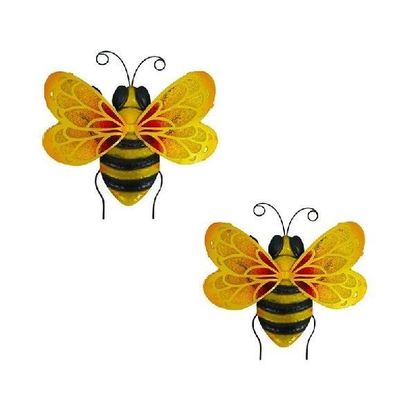 2PCS Metal Bee Wall Art Bee Outdoor Decor Hanging Garden