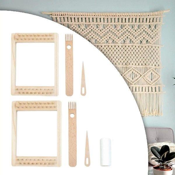 Wooden Weaving Looms Kit Mini 7.87inchx5.91inch Portable