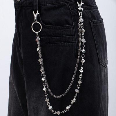 Metallic trend double-layer chain pants chain 双层链条裤链