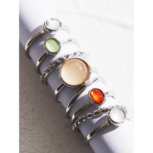 8pcs set rings women 关节戒指女彩色食指指环组合8件套装戒指