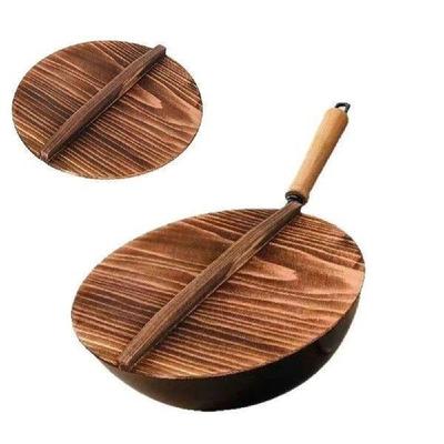 Traditional Universal Wooden Pot Cover Anti Scalding Round