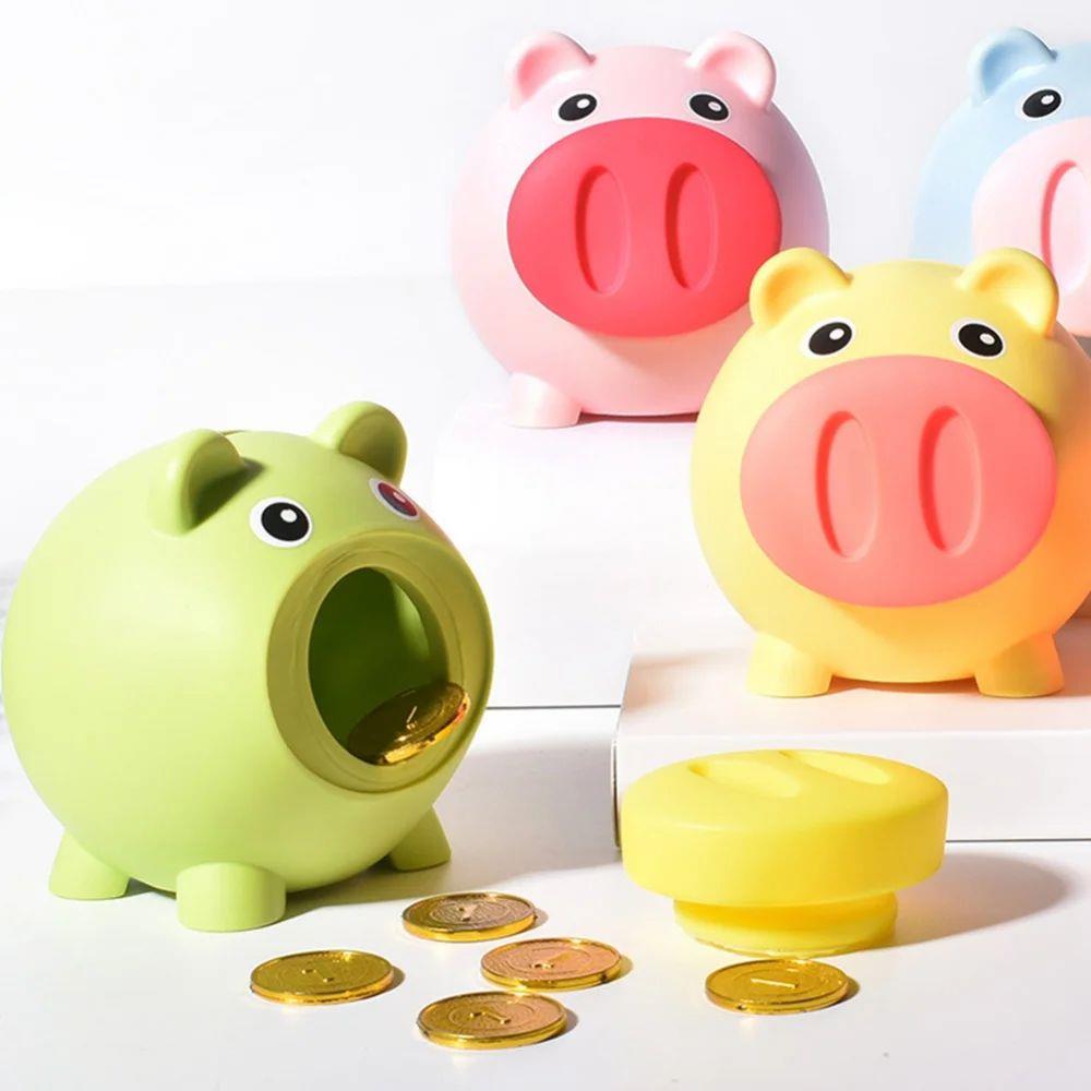 Small Piggy Bank Cartoon Money Storage Boxes Squeaky Kids To