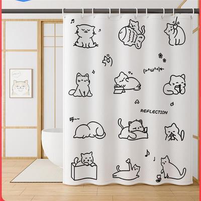 waterproof Shower Curtain bath Window curtain rod hooks set