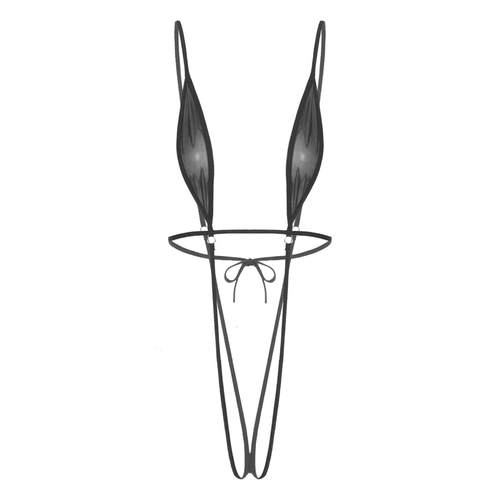 ace-up Bathing Suit Sheer Mesh Crotchless Bodysuit Slingkini