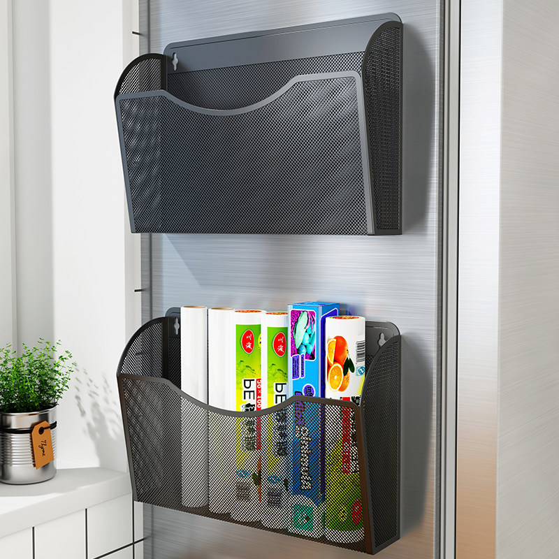 速发厨挂免打孔冰箱磁吸置物架保鲜膜收纳袋外侧面侧篮子筐房架调