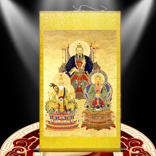 速发三清祖师挂画道场水德画元始道供神像陆奉卷轴装饰画