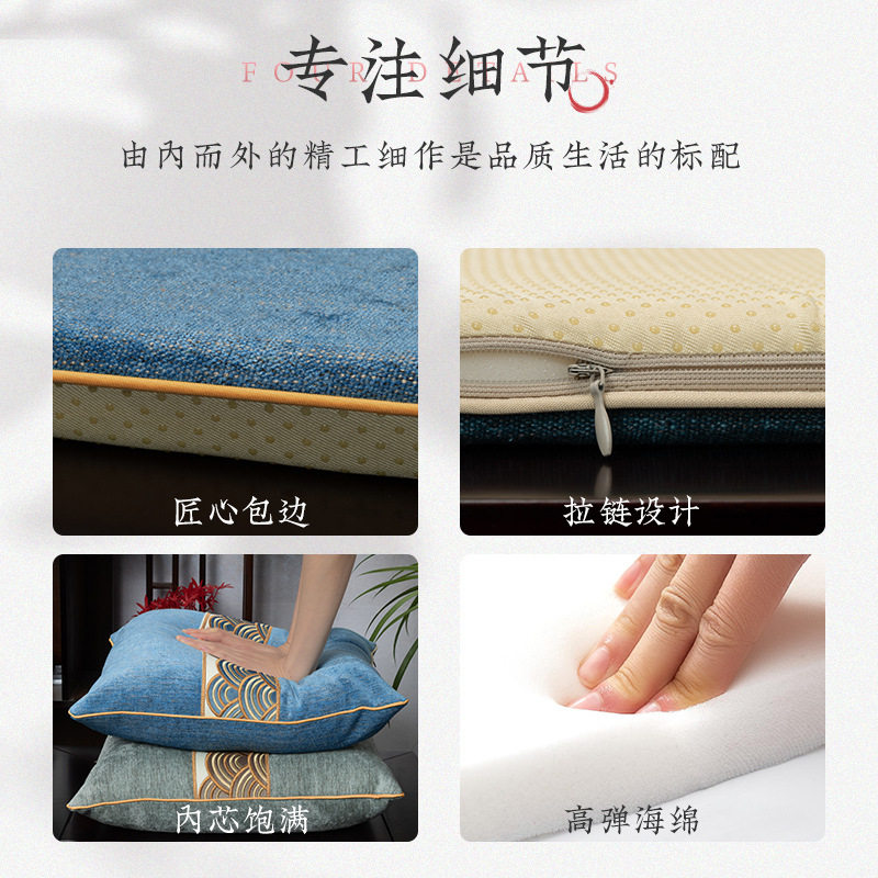 速发蓝色新中式沙发红木椅子坐垫凳子灰色垫子餐椅太师椅垫冬季座