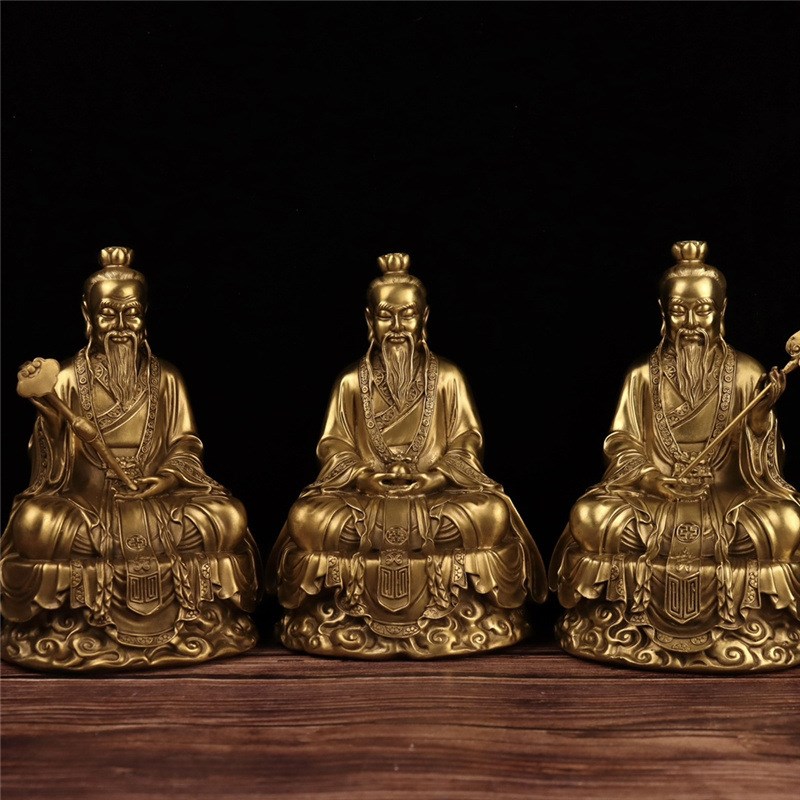 速发实上黄铜三清道人坐三清祖师君清佛太用老三灵宝道德摆件